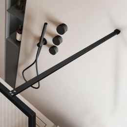 Душевая перегородка Walk-In VSW-1HP120FLB, 1200*2000, черный, стекло рифленое