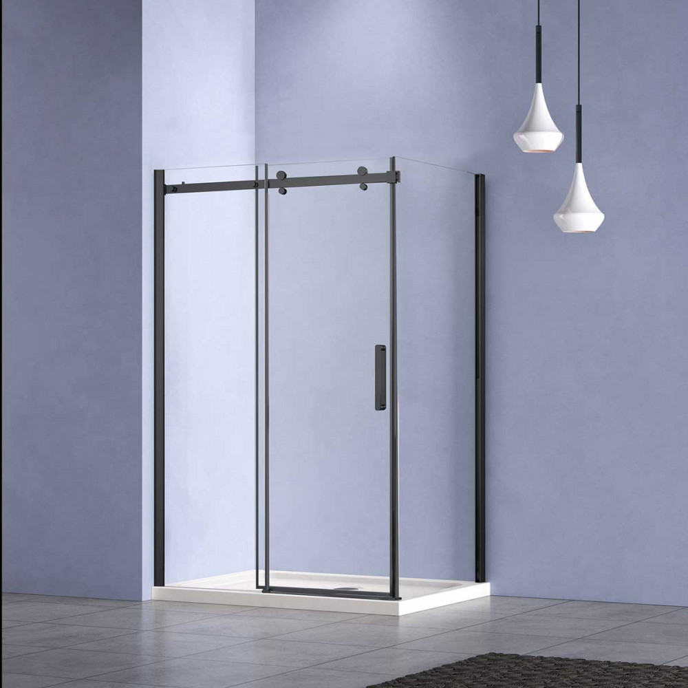 Душевой уголок Como-N VSR-4CN9014CLB, 1400*900, черный, стекло прозрачное
