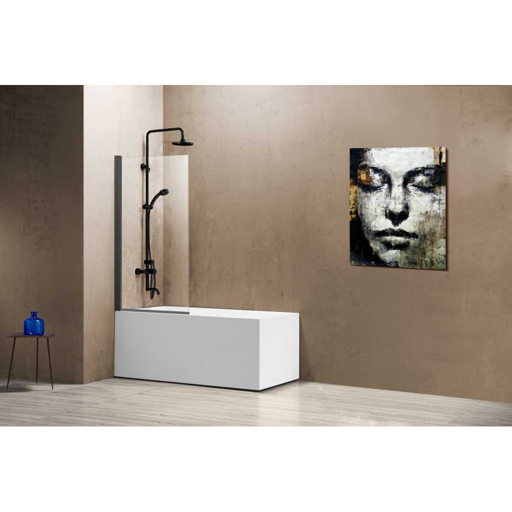 Душевая шторка на ванну VSB-11800CLGM, 800*1400, вороненая сталь, стекло прозрачное