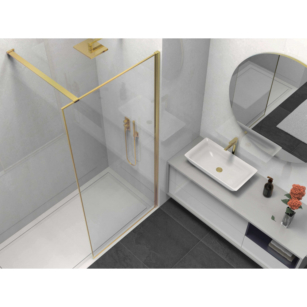 Душевая перегородка Walk-In VSW-1HS100CLG, 1000*2000, брашированное золото, стекло прозрачное