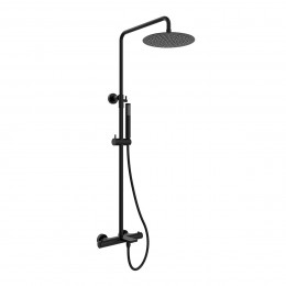 Душевая стойка Vogue VSFS-1V1TMB термостат с изливом, 25см верх душ из нерж. стали, черный