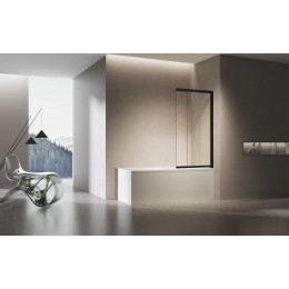 Душевая шторка на ванну, 900*1400, черный, стекло прозрачное, правая, VSB-6E900CLB-R