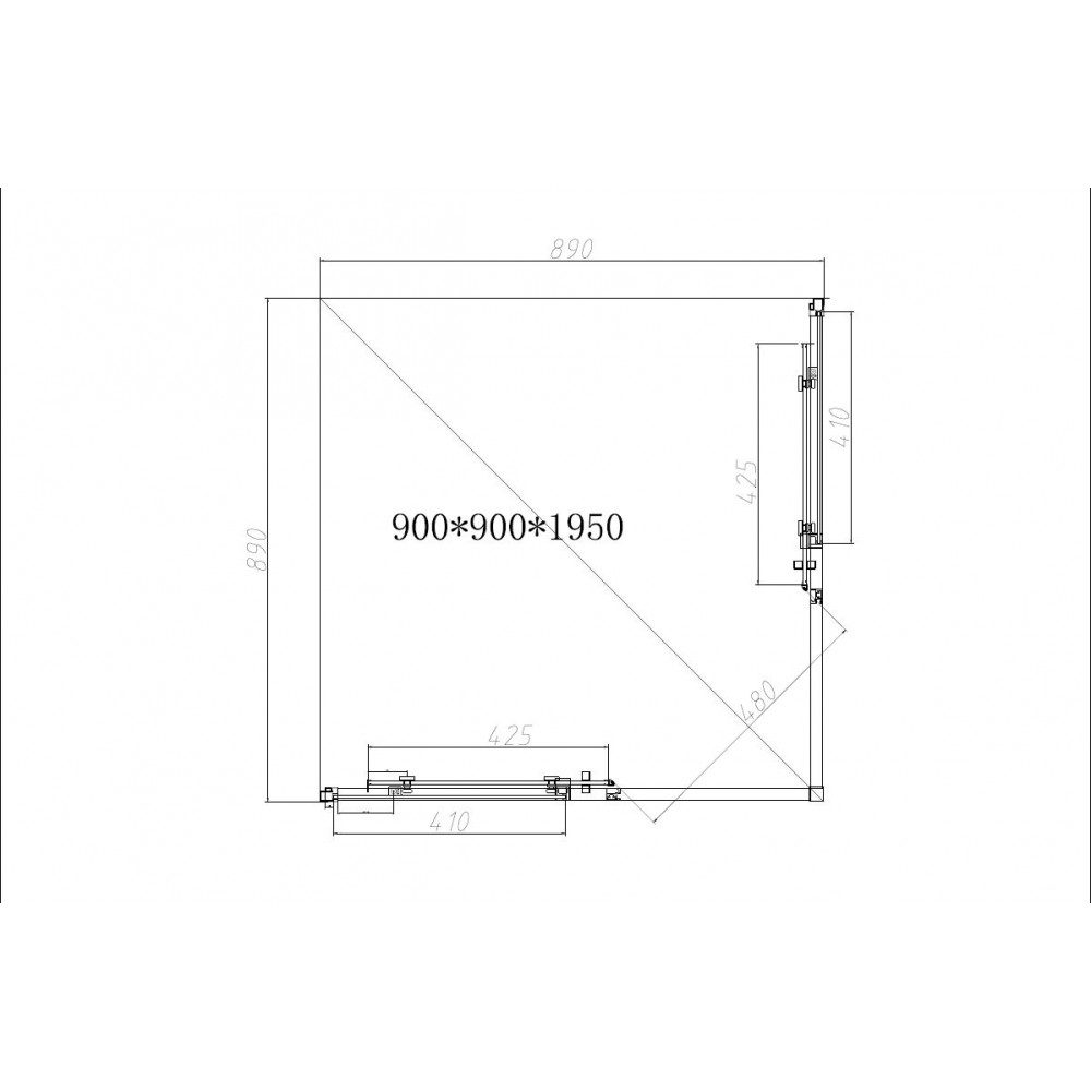 Душевой уголок Slim-N VSS-4SN900CLB, 900*900, черный, стекло прозрачное
