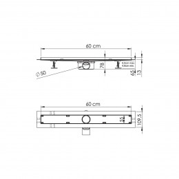 Душевой лоток SAY ALMIRA -S 602.60.S.U, 60 см, под плитку