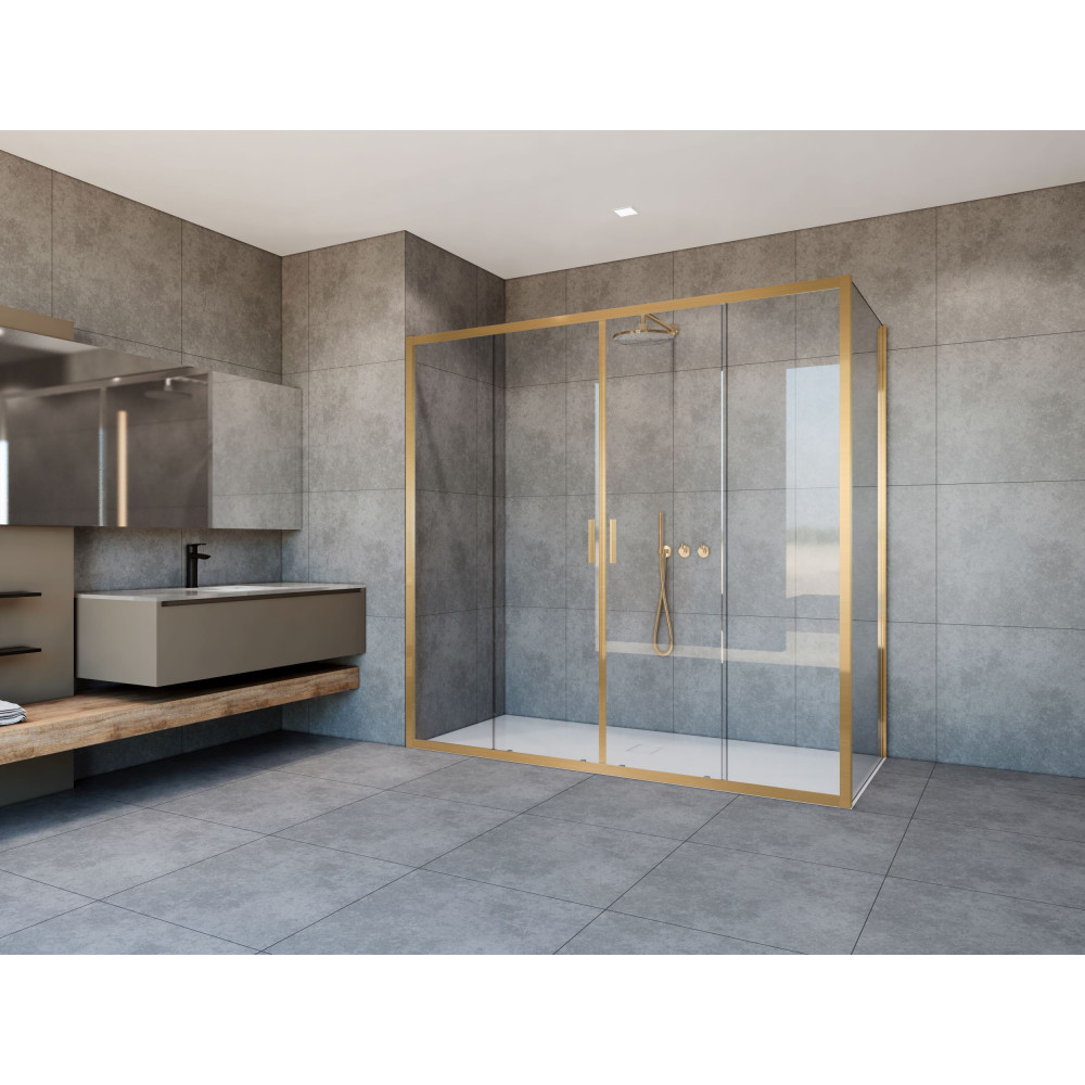 Душевой уголок Garda VSR-1G21017CLG, 1700*1000, брашированное золото, стекло прозрачное