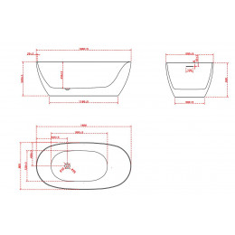 Ванна акриловая Vincea VBT-601-1600, 1600*800*580, цвет белый, слив-перелив в комплекте, белый