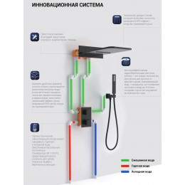 Душевой комплект VSFW-103TCH термостат встраиваемый, 2 режима, 2-х функц. верх душ из латуни, хром