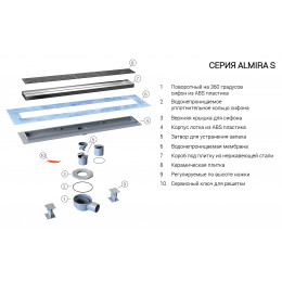 Душевой лоток SAY ALMIRA -S 602.60.S.U, 60 см, под плитку