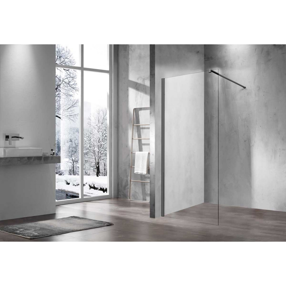 Душевая перегородка Walk-In VSW-1H100CLGM, 1000*2000, вороненая сталь, стекло прозрачное