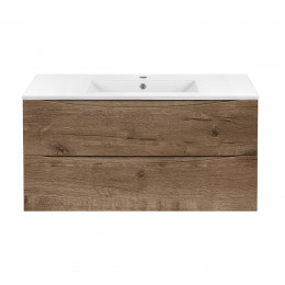 База под керамическую раковину Mia 1000 подвесная, 2 выкатных ящика soft close, V.Oak