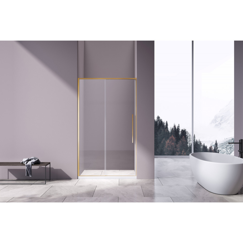 Душевая дверь Slim-N VDS-4SN110CLG, 1100, брашированное золото, стекло прозрачное