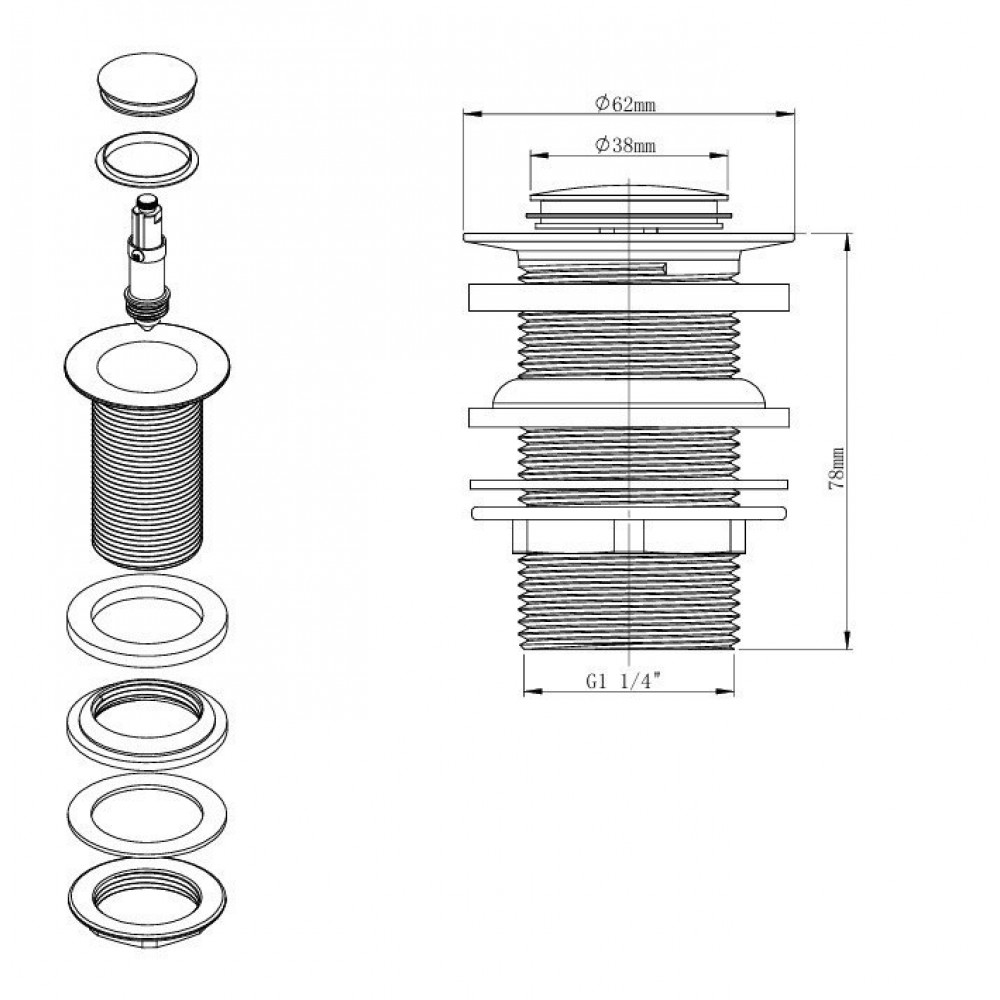 Слив-перелив для ванны клик-клак DU-OV