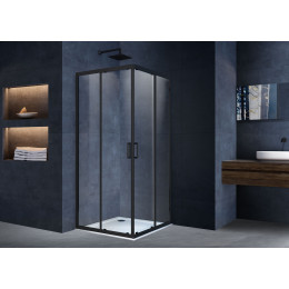 Душевой уголок Alpha VSS-3AL900CLB, 900*900, черный, стекло прозрачное