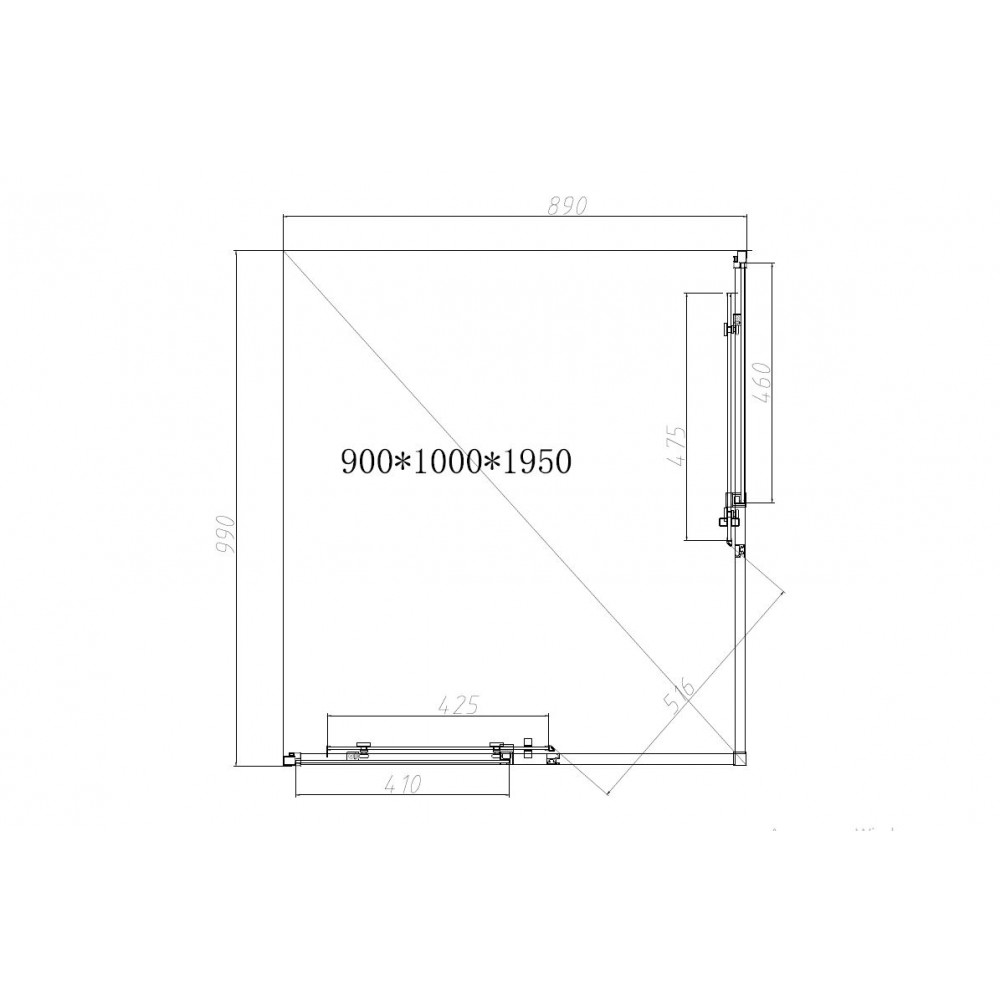 Душевой уголок Slim-N VSS-4SN9010CGB, 1000*900, черный, стекло тонированное
