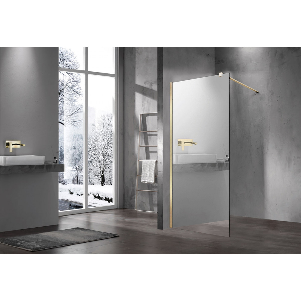 Душевая перегородка Walk-In VSW-1H100MRG, 1000*2000, матовый золотой, стекло зеркальное