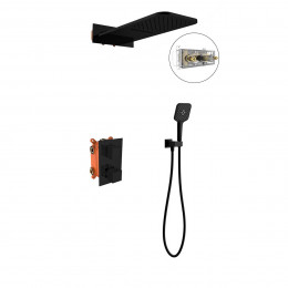 Душевой комплект VSFW-103TMB термостат встраиваемый, 2 режима, 2-х функц. верх душ из латуни, черный