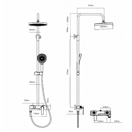 Душевая стойка VSFS-413GM с изливом, вороненая сталь
