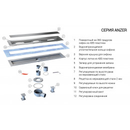 Душевой лоток SAY ANZER 72.2.60.STN, 60 см, сатин