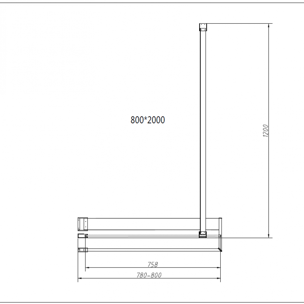 Душевая перегородка Walk-In HR VSW-4HR800CGG, 800*2000, брашированное золото, стекло тонированное