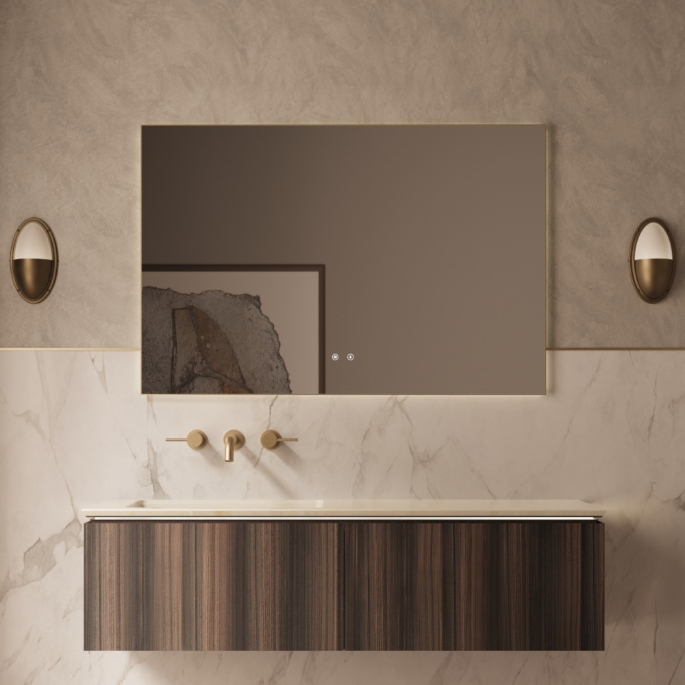 База под раковину Luxe 1400 подвесная, 2 выкатных ящика soft close, натуральный орех