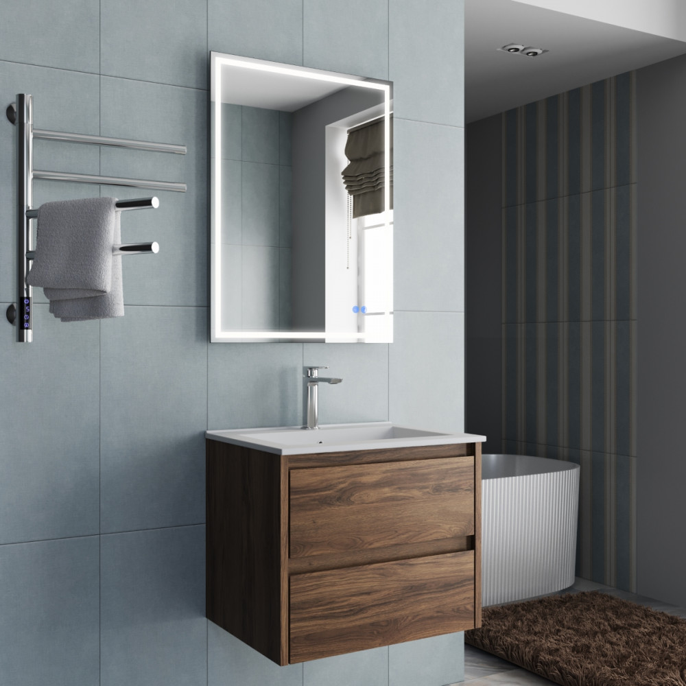 База под раковину Gio 600 подвесная, 2 выкатных ящика soft-close, C.Oak