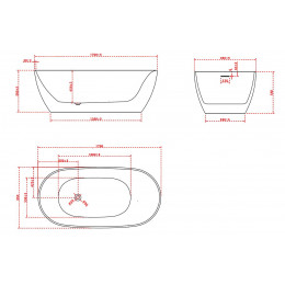 Ванна акриловая Vincea VBT-601-1700, 1700*800*580, цвет белый, слив-перелив в комплекте, белый