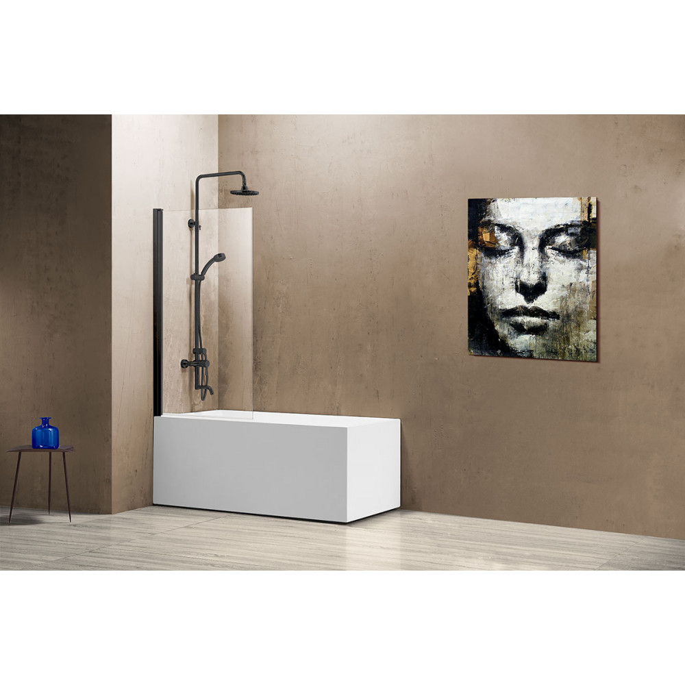 Душевая шторка на ванну VSB-11800CLB, 800*1400, черный, стекло прозрачное
