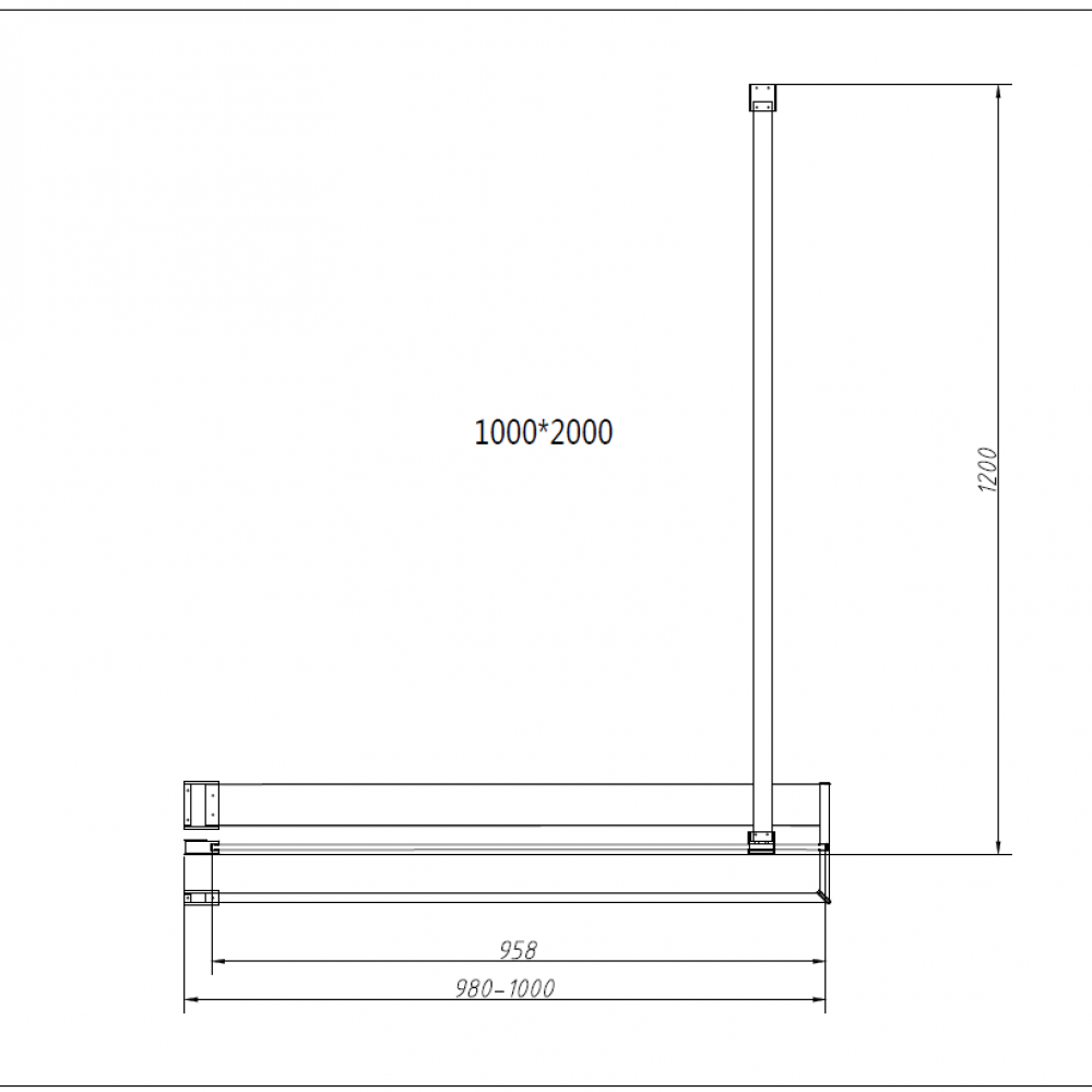 Душевая перегородка Walk-In HR VSW-4HR100CG, 1000*2000, хром, стекло тонированное