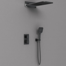 Душевой комплект VSFW-103TMB термостат встраиваемый, 2 режима, 2-х функц. верх душ из латуни, черный