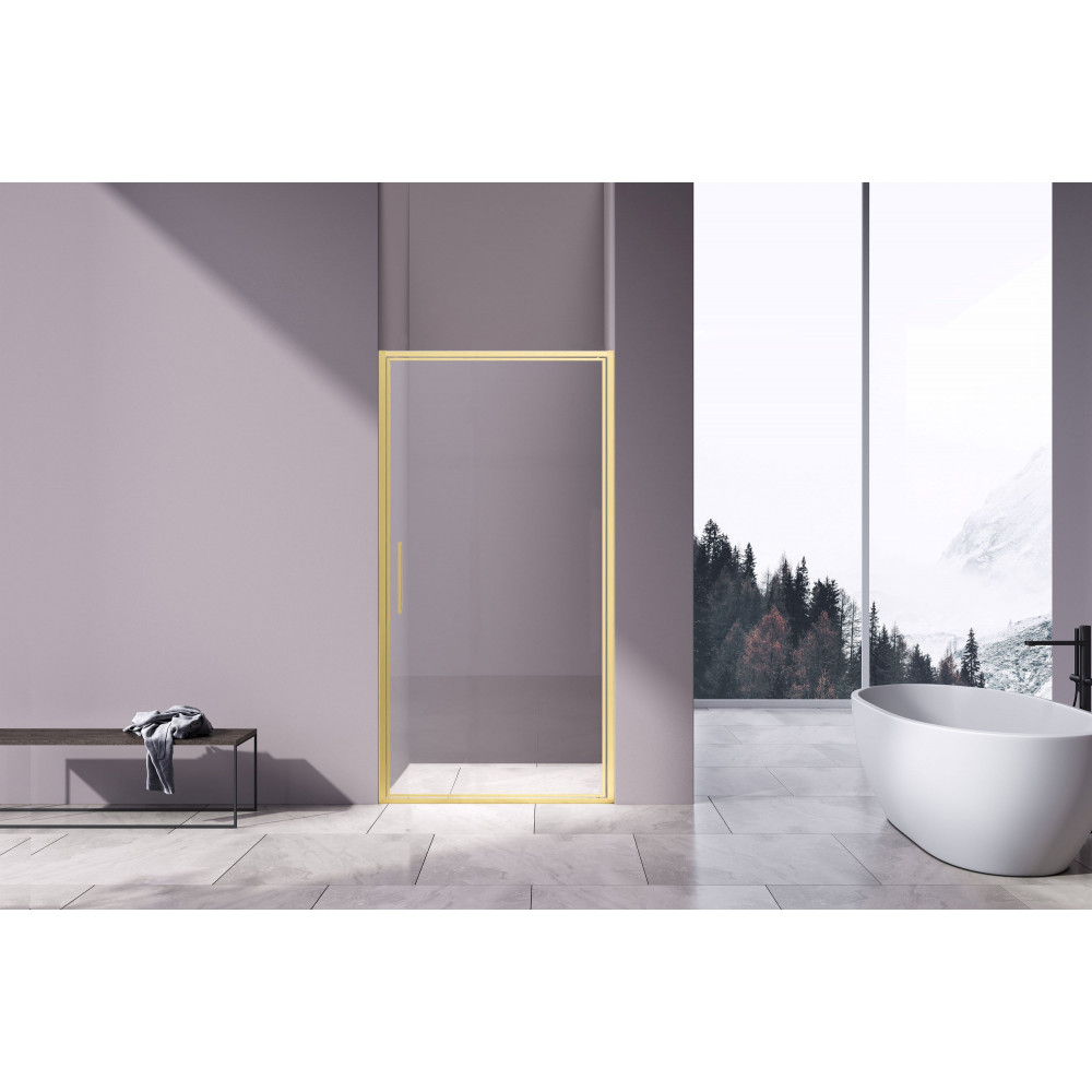 Душевая дверь Slim 8mm VDP-4SL100CLG, брашированное золото, стекло прозрачное