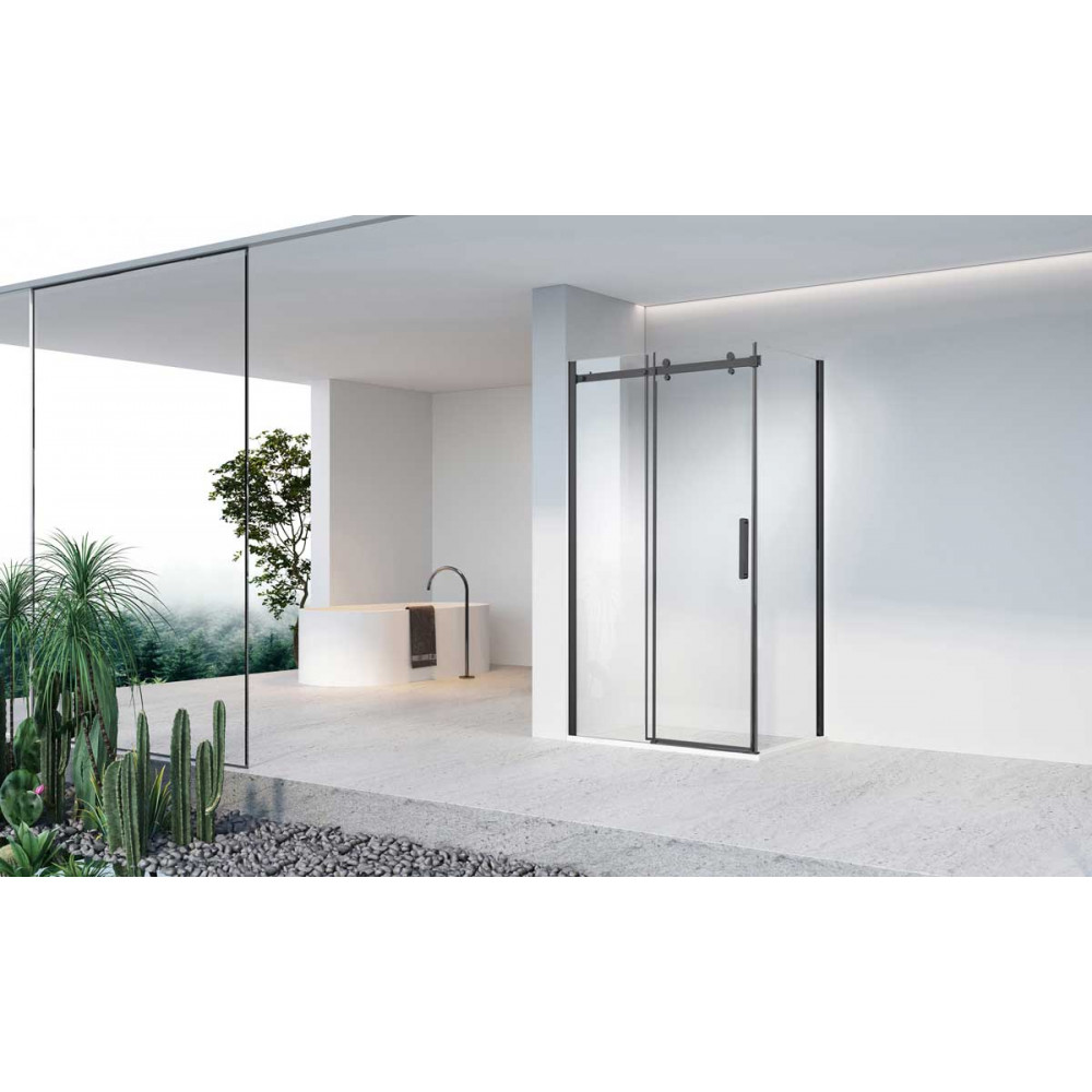 Душевой уголок Como-N VSR-4CN8015CLB, 1500*800, черный, стекло прозрачное