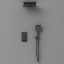 Душевой комплект VSFW-103TMB термостат встраиваемый, 2 режима, 2-х функц. верх душ из латуни, черный