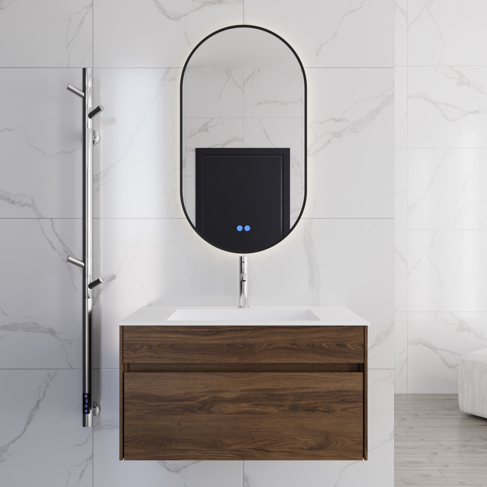 База под раковину Chiara 800 подвесная, 1 выкатной ящик soft-close, C.Oak