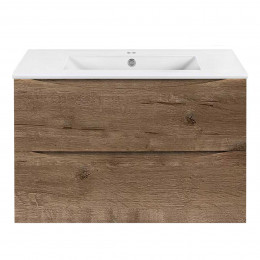 База под керамическую раковину Mia Slim 800 подвесная, 2 выкатных ящика soft close, V.Oak