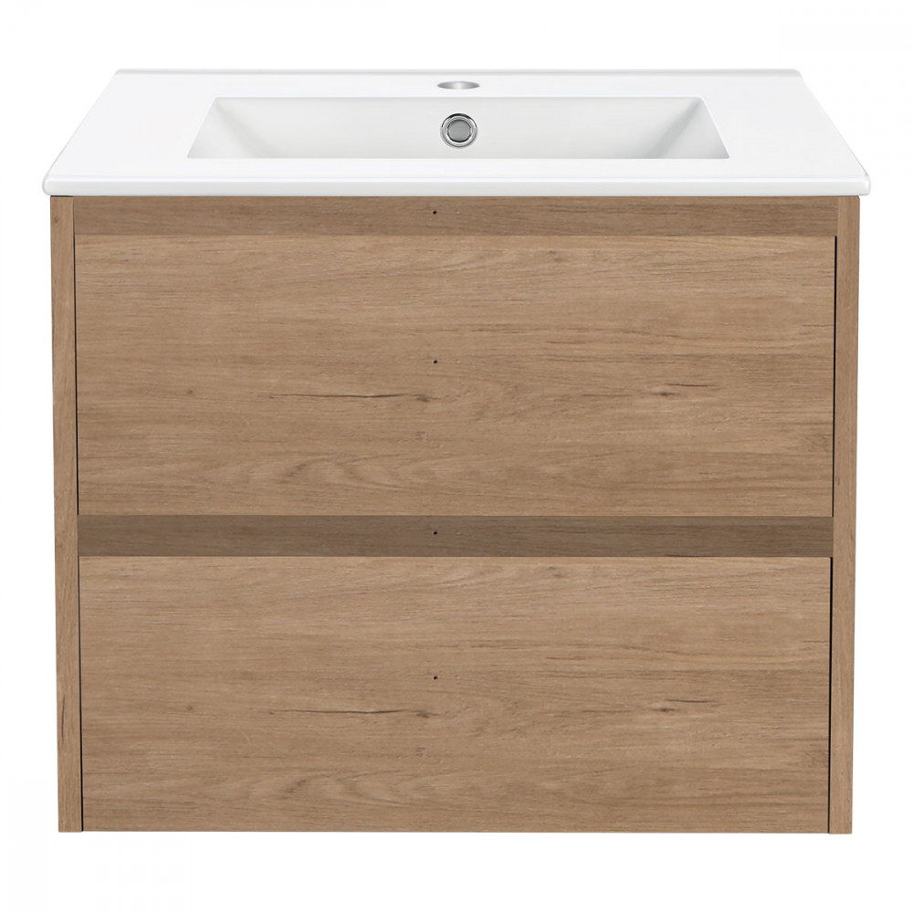 База под раковину Gio 600 подвесная, 2 выкатных ящика soft-close, N.Oak