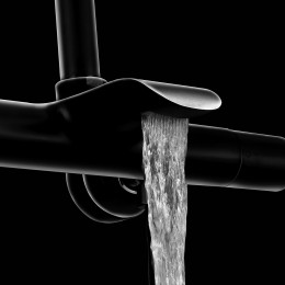 Душевая стойка Esse VSFS-1E1TMB термостатическая с изливом, 25см верх душ, черный