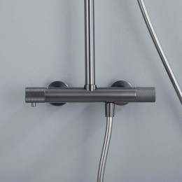 Душевая стойка Desire VSFS-1D0TGM термостат без излива, 25см верх душ, вороненая сталь