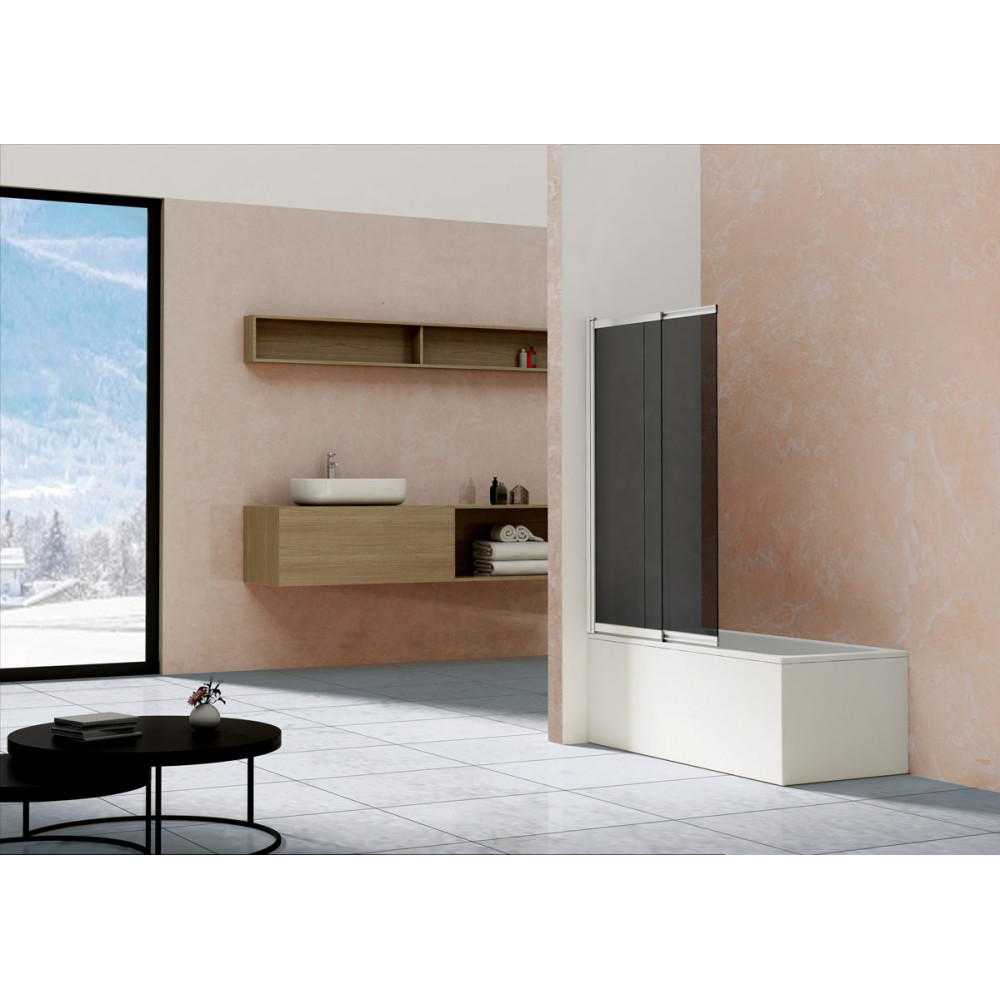 Душевая шторка на ванну VSB-1E100CG, 1000*1450, хром, стекло тонированное