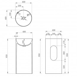 Раковина из искусственного камня Vincea VBS-6SP01MW, 400*400*850, напольная, цвет белый матовый