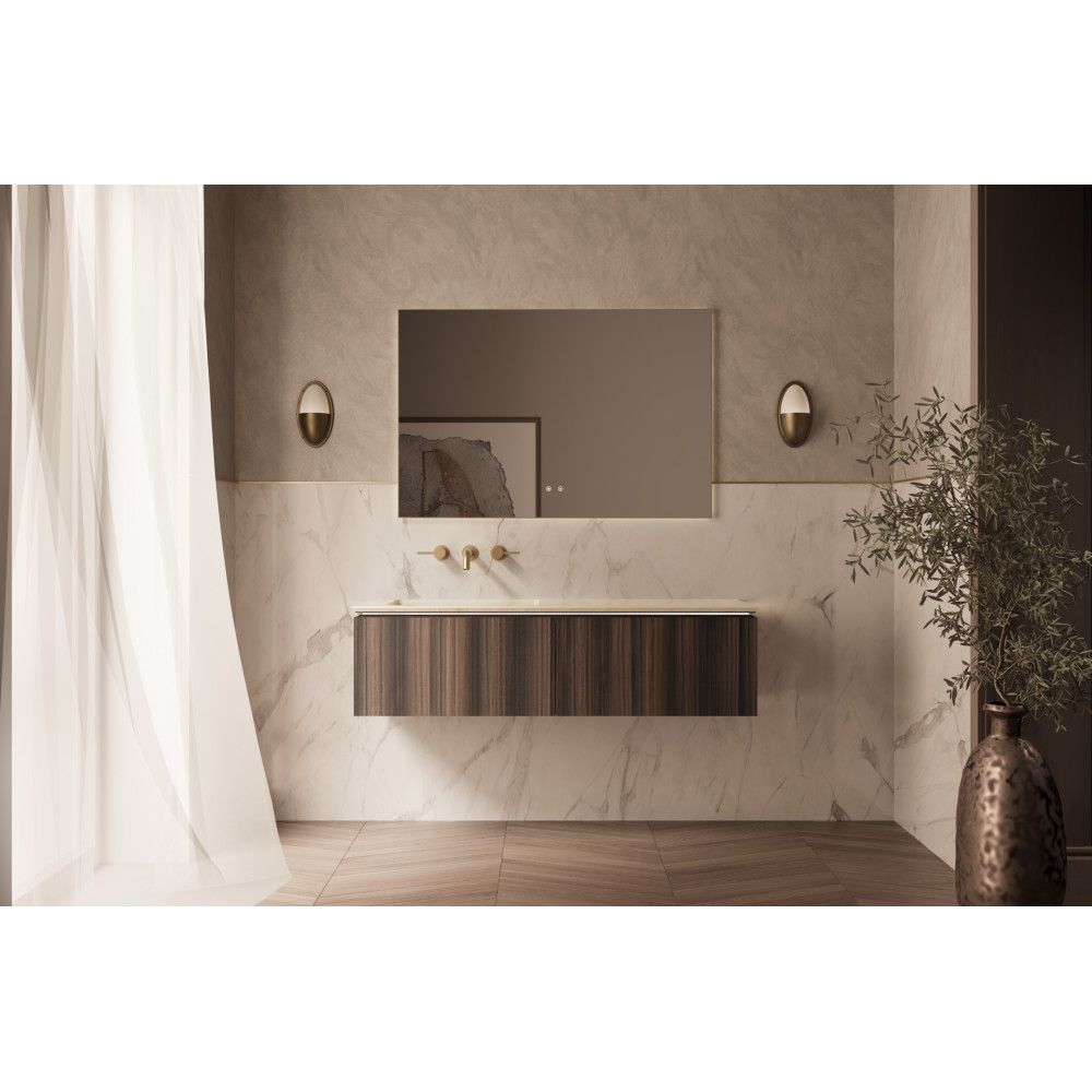 База под раковину Luxe 1400 подвесная, 2 выкатных ящика soft close, натуральный орех