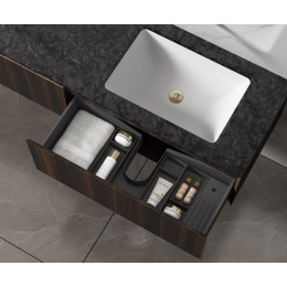 База под раковину Luxe 1400 подвесная, 2 выкатных ящика soft close, натуральный орех