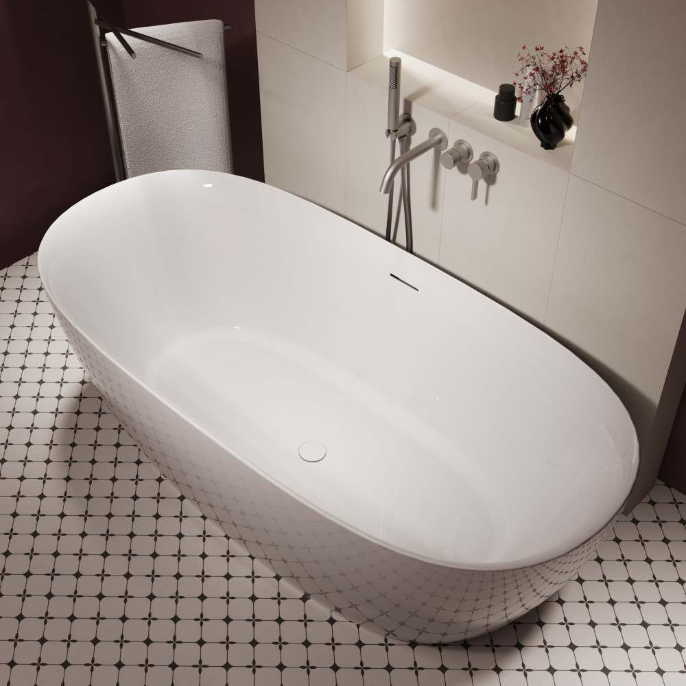 Ванна акриловая Vincea VBT-708-1600, 1600*800*585, цвет белый, щелевой перелив, слив белый