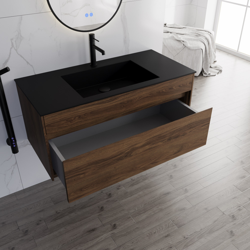 База под раковину Chiara 1000 подвесная, 1 выкатной ящик soft-close, C.Oak