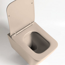 Унитаз подвесной Q-Line VT1-12MC безободковый, цвет капучино мат., ультратонкое soft close сиденье