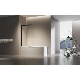 Душевая шторка на ванну, 900*1400, черный, стекло прозрачное, левая, VSB-6E900CLB-L