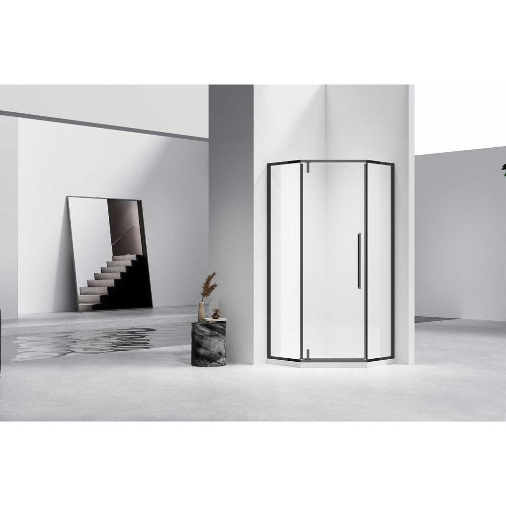 Душевой уголок Slim-N VSP-4SN100CLB, 1000*1000, черный, стекло прозрачное