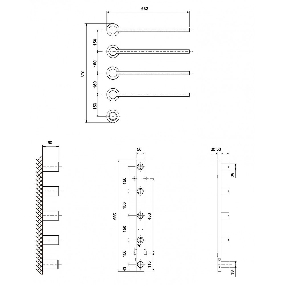 Полотенцесушитель электрический Vincea VTD-2H1MB, черный, таймер