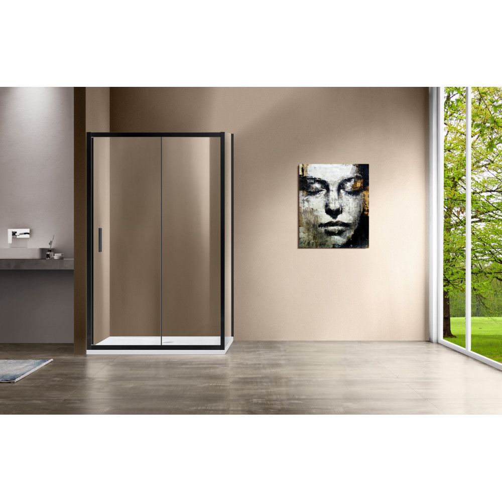 Душевой уголок Garda VSR-1G1015CLB, 1500*1000, черный, стекло прозрачное