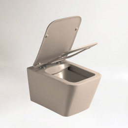 Унитаз подвесной Q-Line VT1-12MC безободковый, цвет капучино мат., ультратонкое soft close сиденье