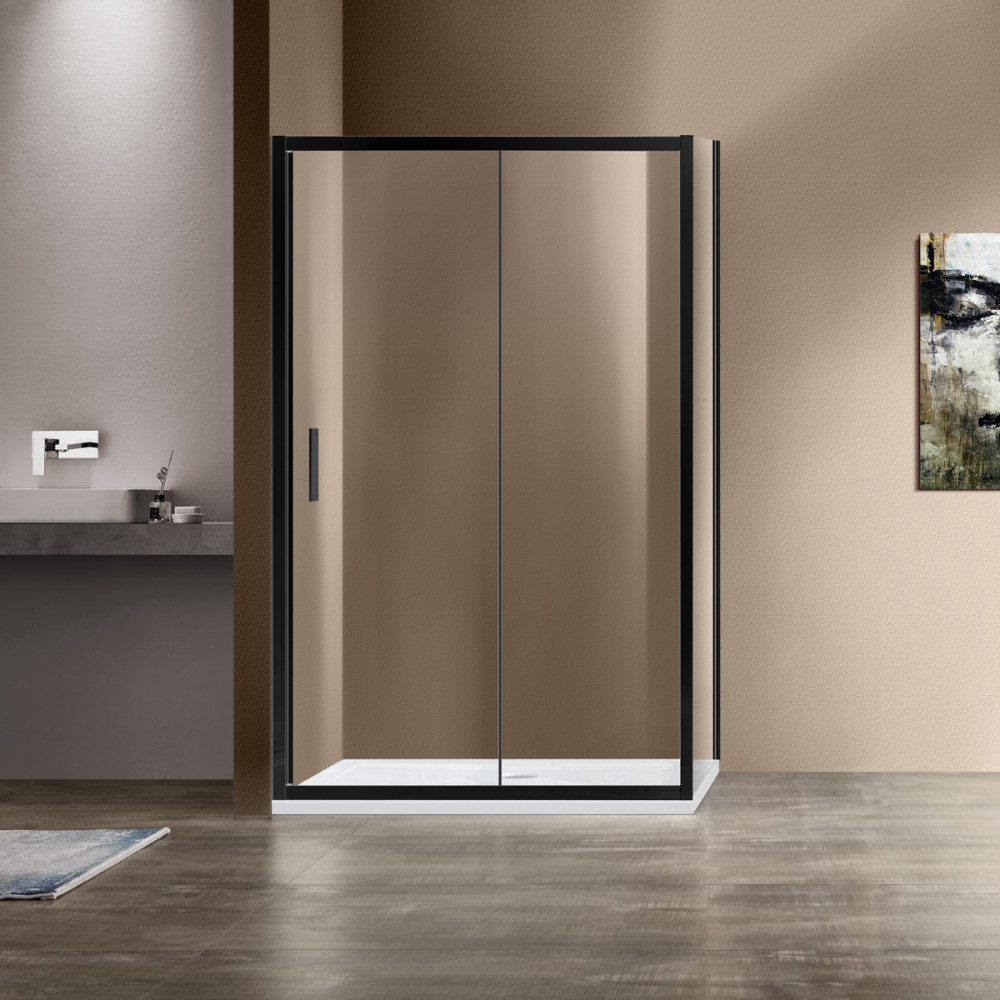 Душевой уголок Garda VSR-1G1015CLB, 1500*1000, черный, стекло прозрачное